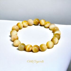 Golden Yellow Tiger Eye Bracelet 10mm Beads Stretches Unisex Healing Bracelet